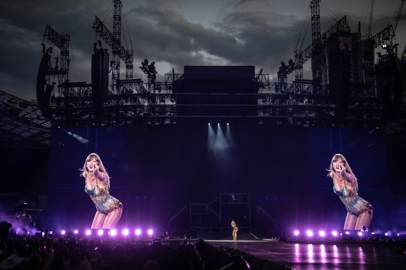 Taylor Swift performs at an Eras Tour concert in Sydney in February.