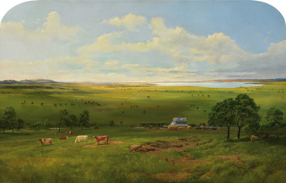 Lake Colac and the Warrior’s Hill, from Corangamorah, 1863, by Nicholas Chevalier.