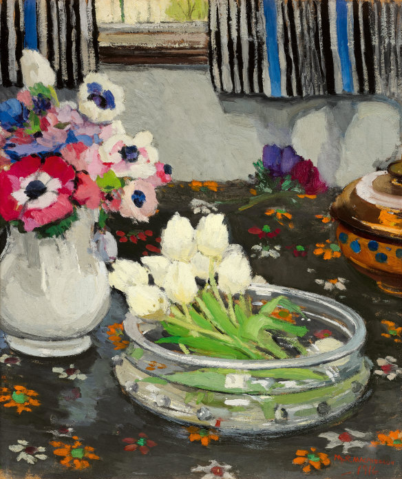 Margaret Preston’s oil on cardboard painting, Anemones, 1916.