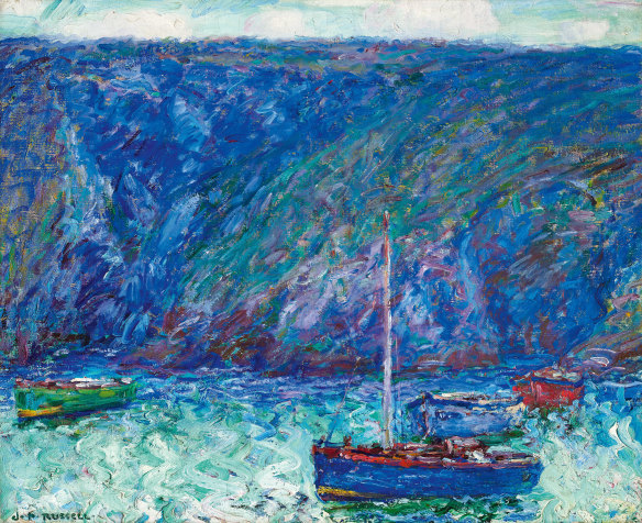 John Peter Russell’s Cruach en Mahr, Matin, Belle-Île-en-Mer, c1905, blitzed its estimate of $1.5 million to $2.5 million to sell for $4 million at Deutscher and Hackett.