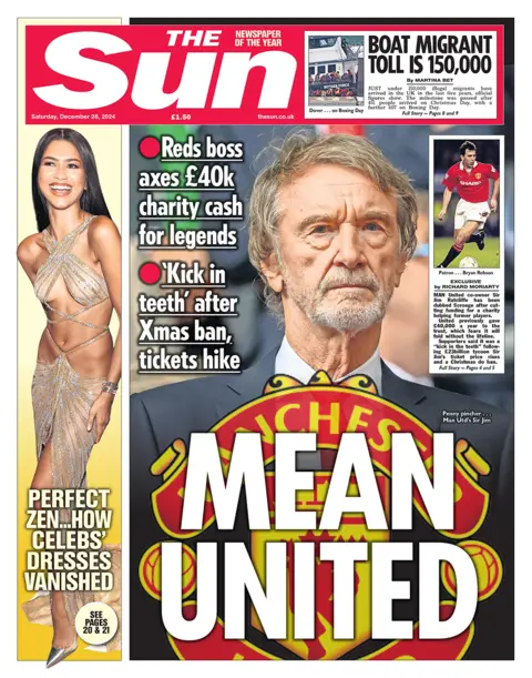 "Mean united" headlines the Sun 