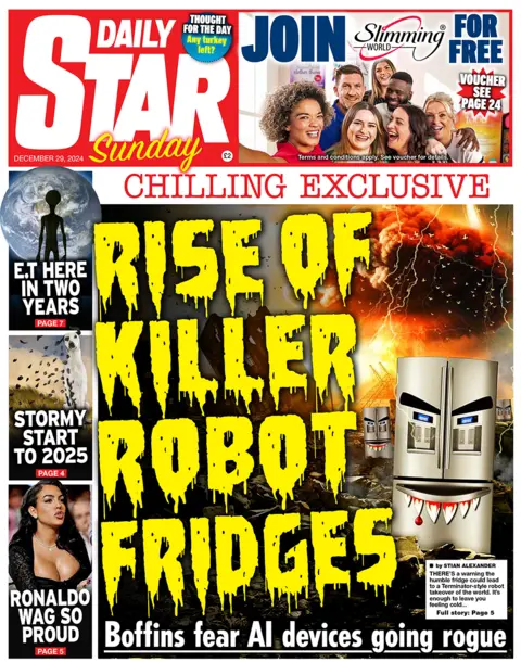 "Rise of killer robot fridges" headlines Daily Star Sunday