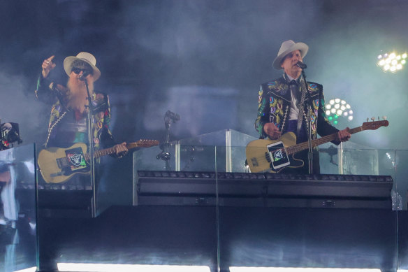 ZZ Top’s Billy F Gibbons and Mike Flanigin performing in the US last month.