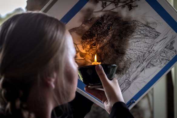 Oberhardt at work in her studio.