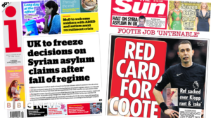 UK to freeze Syria asylum claims and ‘Red card for Coote’