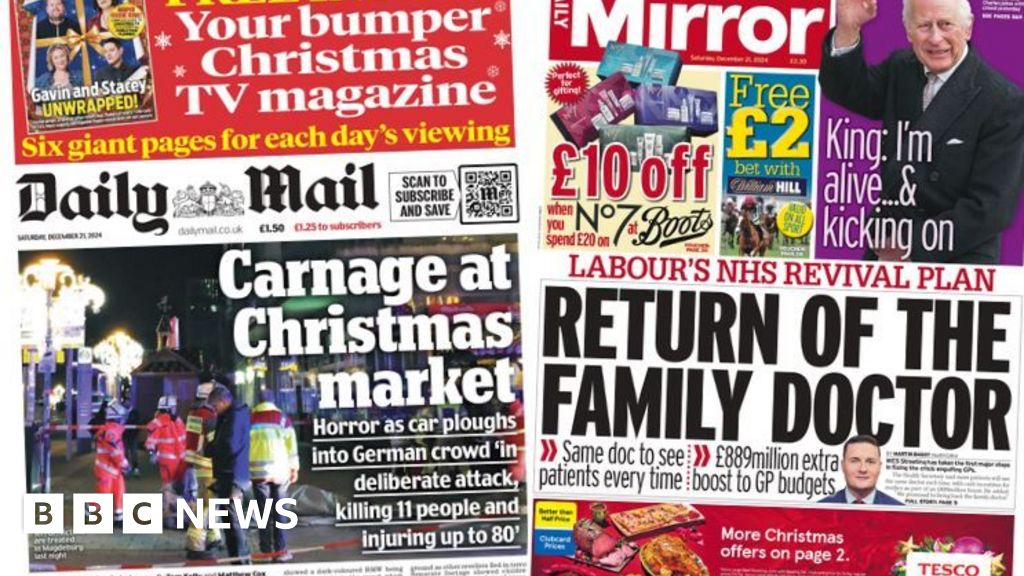 ‘Carnage at Christmas market’ and ‘Return of the family doctor’