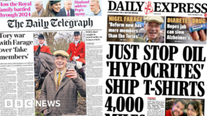 ‘Tory war with Farage’ and Just Stop Oil ‘hypocrites’