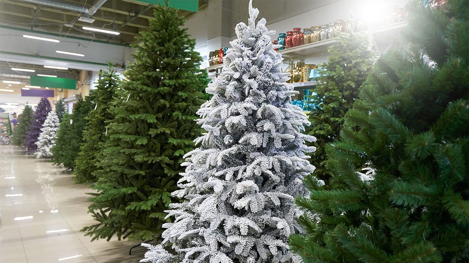 Artificial Christmas tree in store