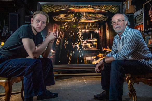 The Australian Ballet’s artistic director David Hallberg (left) and Bill Henson pictured with Untitled 2024 in Henson’s studio.