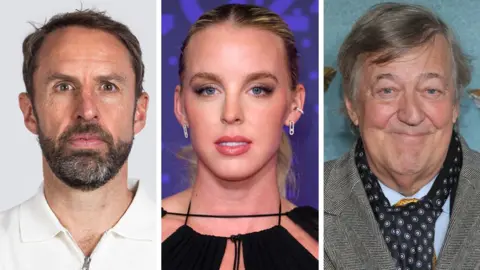 Getty Images A composite image showing portraits (left to right) of Gareth Southgate, Keely Hodgkinson and Stephen Fry.