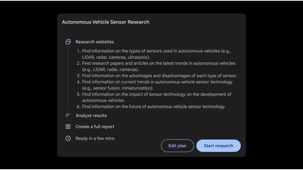 deep research snapshot Gemini Deep Research