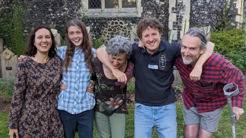 Plan B Earth / PA Media Just Stop Oil protesters Lucia Whittaker De Abreu, Cressida Gethin, Louise Lancaster, Daniel Shaw and Roger Hallam standing in a row