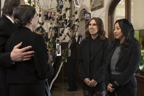 Zosia Mamet (second from right) and Stephanie Hsu in the American reboot of Laid.