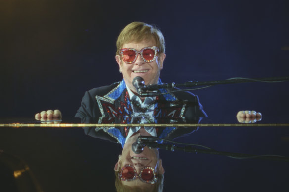 Elton John during his final concert at Dodger Stadium on November 20, 2022.