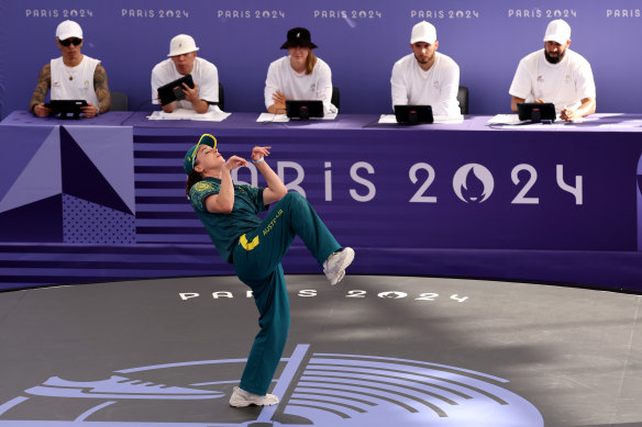 Hoppy feet: judges in Paris get to see the now infamous kangaroo pose for the first time.