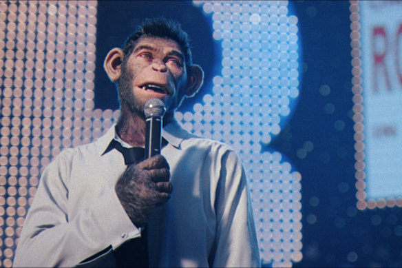 Jonno Davies plays a monkey version of Robbie Williams in the biopic Better Man.