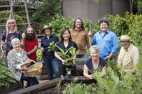 Costa Georgiadis (third from left) and the Gardening Australia crew.