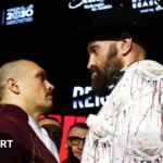 Fury vs Usyk 2: Tyson Fury dragged away from 11-minute plus face-off with Oleksandr Usyk