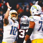 Chargers clinch playoff spot in Jim Harbaugh’s 1st season with 40-7 rout of Patriots