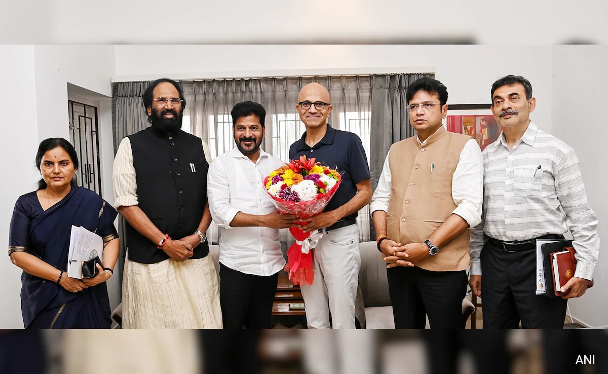 Revanth Reddy Meets Microsoft President Satya Nadella In Hyderabad