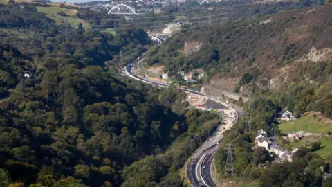 Getty Images A general view of the A465 Dual carriageway project between Brynmawr and Gilwern showing the split level carriageway at Clydach Gorge near Abegavenny