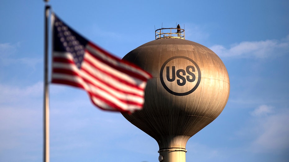 US Steel water tank and flag