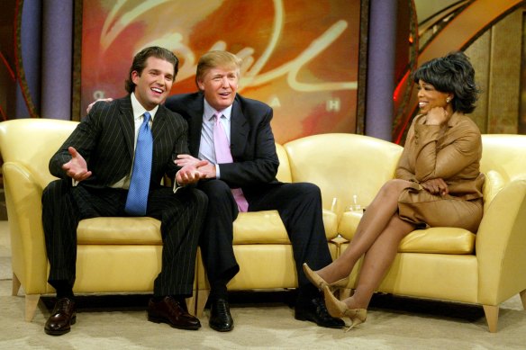 A different kind of talk show: Donald Trump Jr and Senior with Oprah Winfrey.