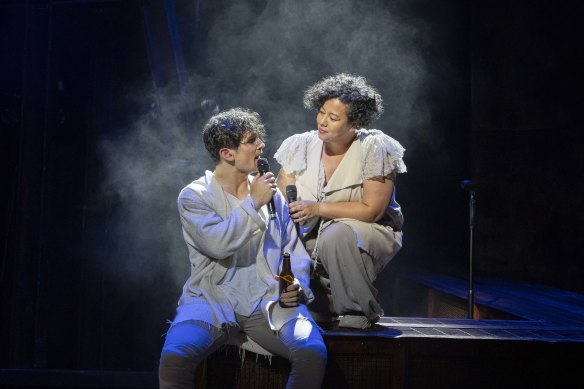 Michael Paynter (Jesus) and Mahalia Barnes (Mary Magdalene) headline Jesus Christ Superstar.