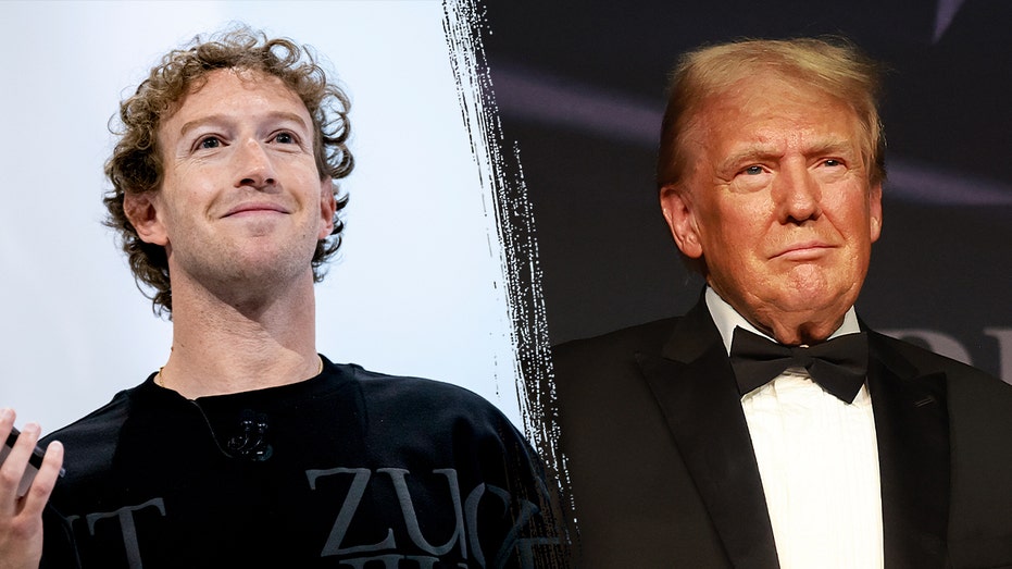 Split image of Zuckerberg and Trump