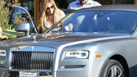 Shutterstock Singer Jennifer Lopez seen getting into a silver Rolls-Royce in Los Angeles