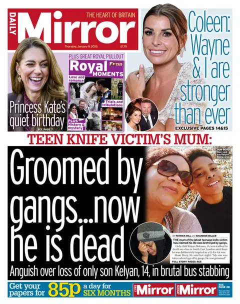 Daily Mirror headline reads: "Groomed by gangs... now he is dead"