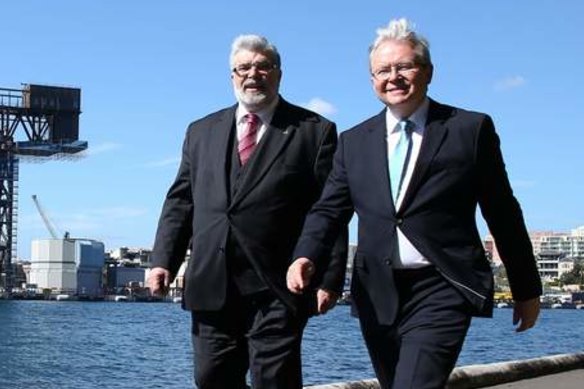 Kim Carr with then prime minister Kevin Rudd. He regrets not doing more to save his leadership.