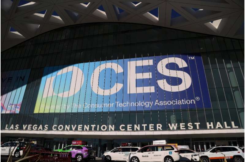 The CES sign is seen on the venue during the Consumer Electronics Show (CES) in Las Vegas in January 2025