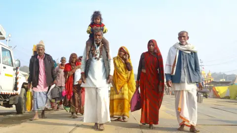 Ankit Srinivas A group of nine people, including four men and four women and a three-year-old girl, arrived in Prayagraj for the Kumbh Mela festival on Saturday 11th January 2025