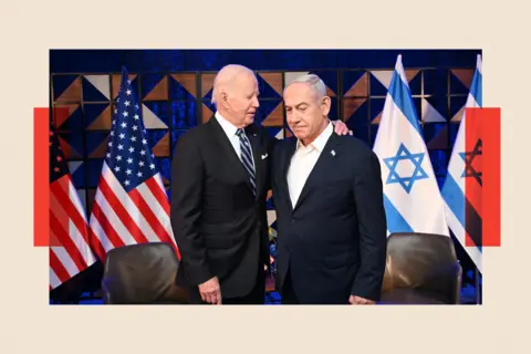 Getty /Israeli GPO handout  US President Joe Biden (L) and Prime Minister Benjamin Netanyahu (R) meet in Tel Aviv