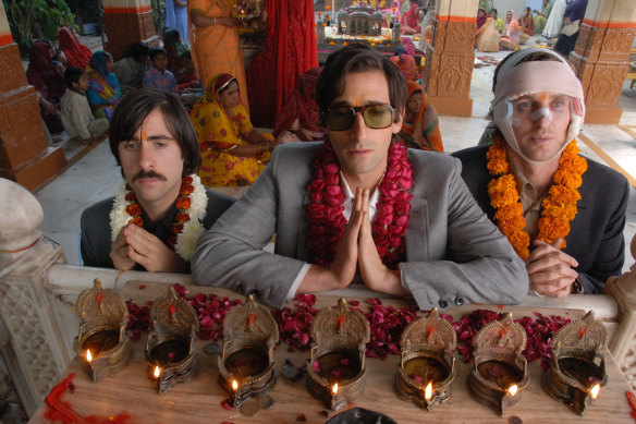 From left, Jason Schwartzman, Adrien Brody and Owen Wilson in Wes Anderson’s The Darjeeling Limited.