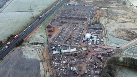 Robbie McCrone Aerial photo of construction work underway at the site of the first phase of the battery park