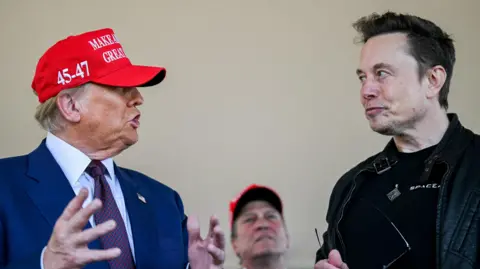 Reuters Elon Musk speaks with Donald Trump at a viewing of the launch of the sixth test flight of the SpaceX Starship rocket in Brownsville, Texas, on 19 November 2024.