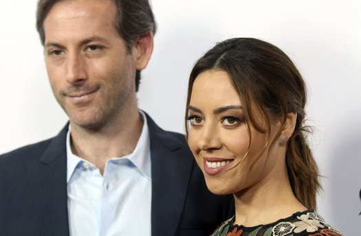 Jeff Baena and Aubrey Plaza at the premiere of The Little Hours In Los Angeles in 2017.