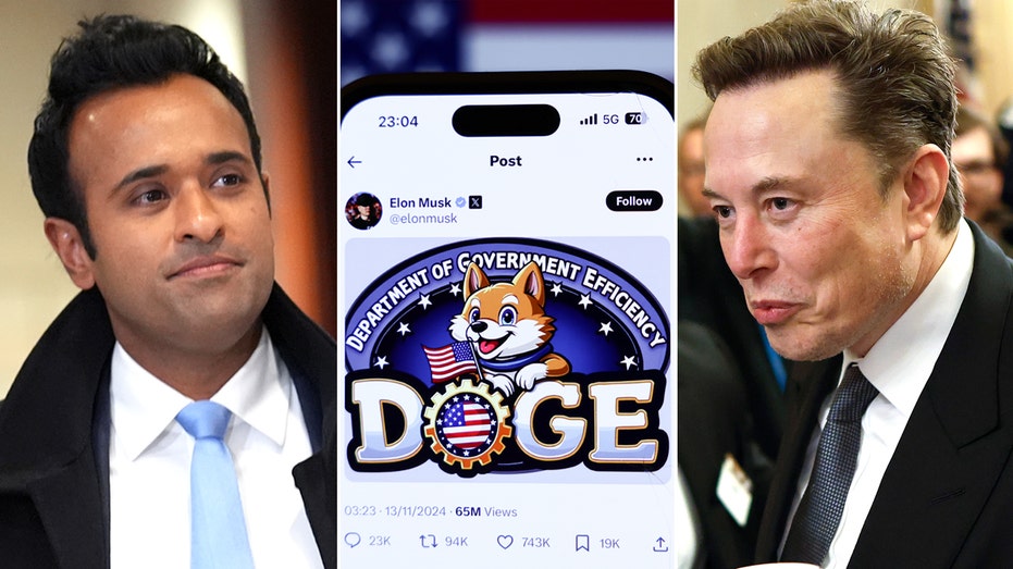 Vivek Ramaswamy, DOGE logo and Elon Musk