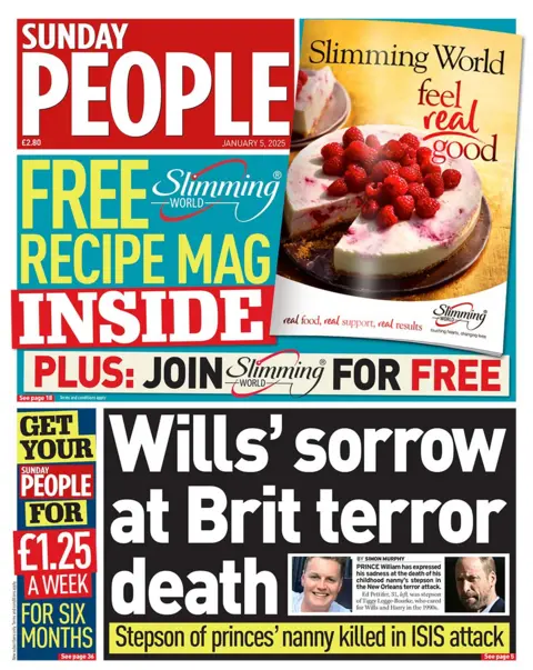 The headline in the Sunday People reads: "Will's sorrow at Brit terror death"