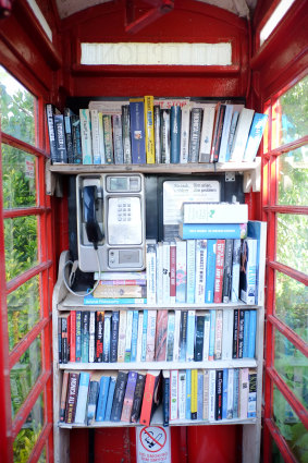 One of the many former phone booths in Britain that found new life as community libraries.