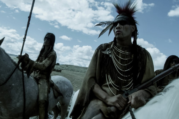 Tokala Black Elk as Buffalo Run and Derek Hinkey as Red Feather in American Primeval.