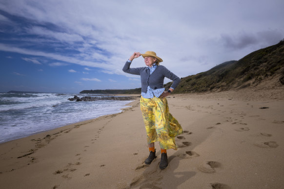 Author Alison Lester at Kilcunda Beach near her Victorian home.