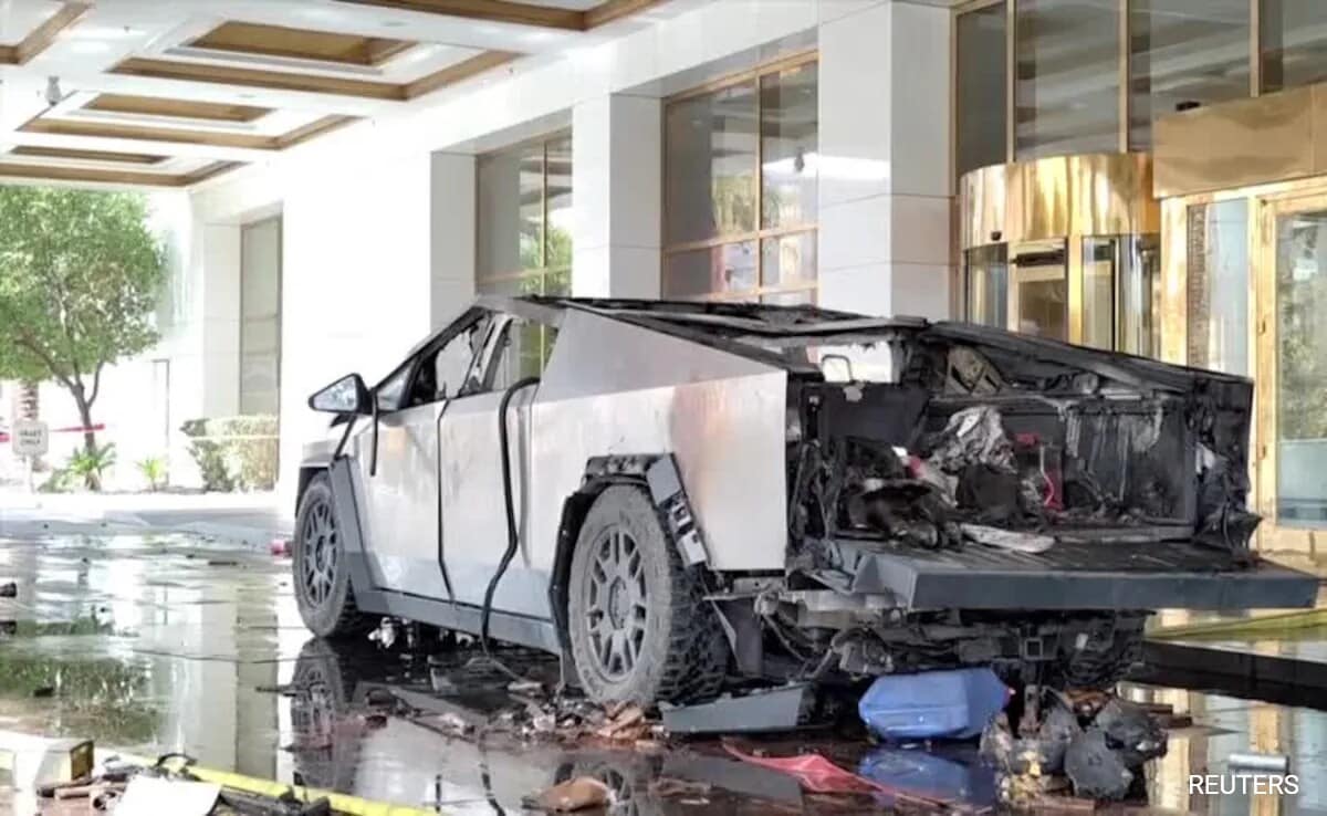 A Tesla Cybertruck exploded in flames outside the Trump International Hotel Las Vegas on Wednesday.