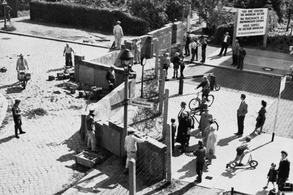 The Berlin Wall under construction in 1961. 