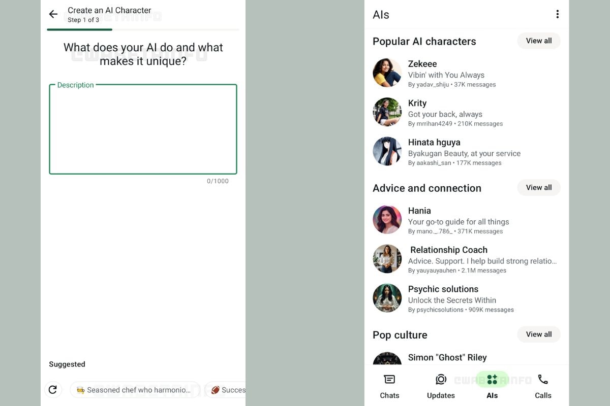 whatsapp ai characters wabetainfo WhatsApp AI characters feature