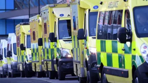 Getty Images Ambulances in a queue