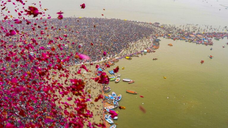 Braving biting cold, devotees gather at Triveni Sangam to take holy dip