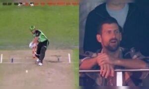 Watch: Novak Djokovic’s shocked reaction at Marcus Stoinis’ monster hit during Big Bash League match